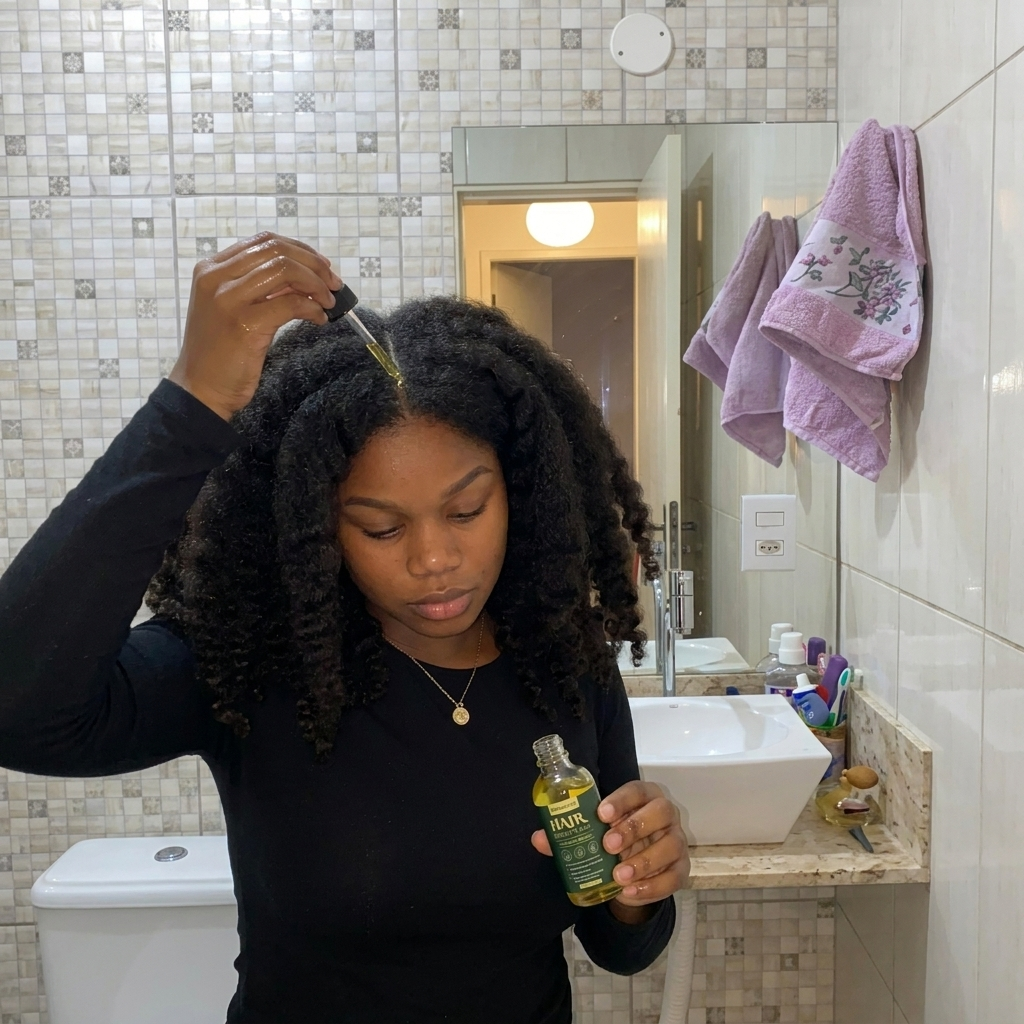 Hair Growth max Ada standing and holding HGM